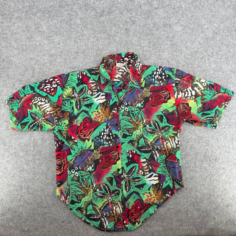 Vintage Abstract Butterfly Floral Multicolor Button Down California Mini Top